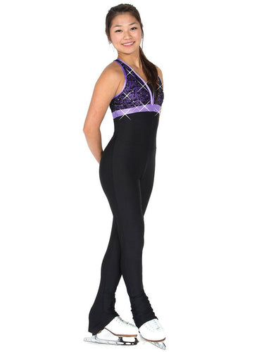J289 Crystal Lace Catsuit in Purple