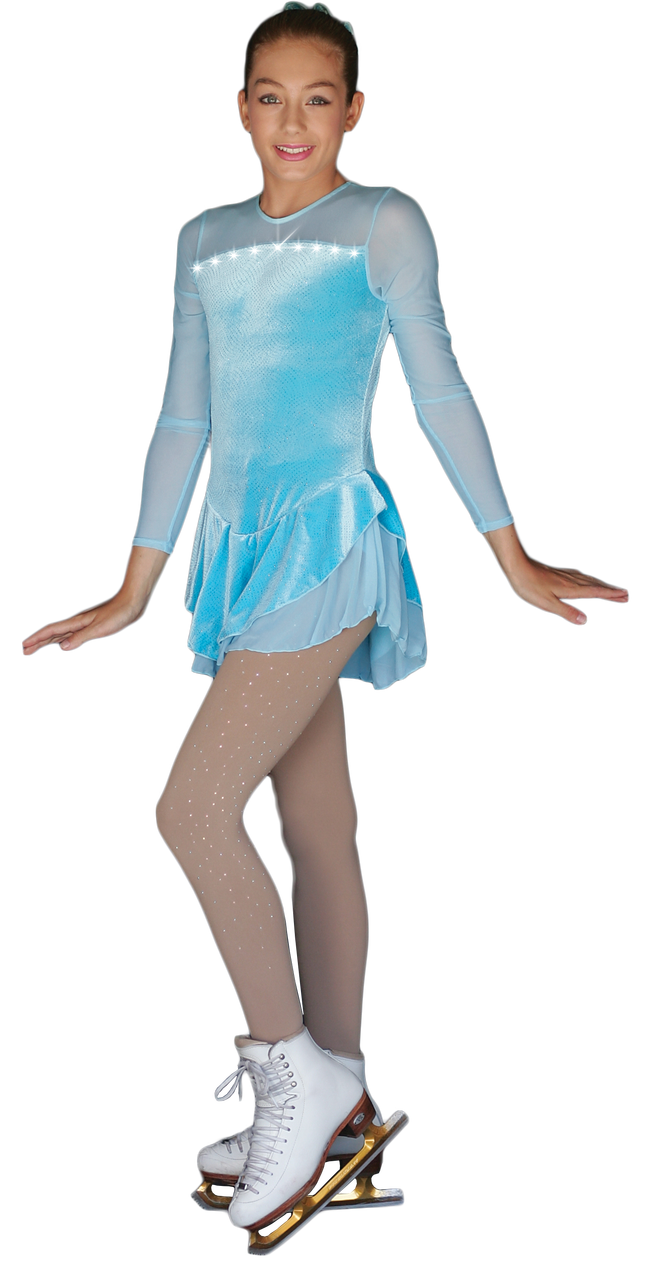 ChloeNoel DLV603 Long Sleeve Velvet Dress with Mesh - Adult Small