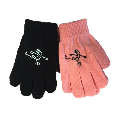 Youth Magic Stretch Gloves with Girl Ice Skater Logo