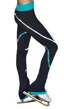 Load image into Gallery viewer, ChloeNoel Crystal 2-Tone Piping Light Weight Fleece Pants - Turquoise