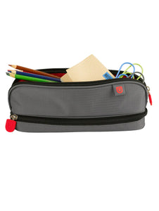 Pencil Case- Grey/Red